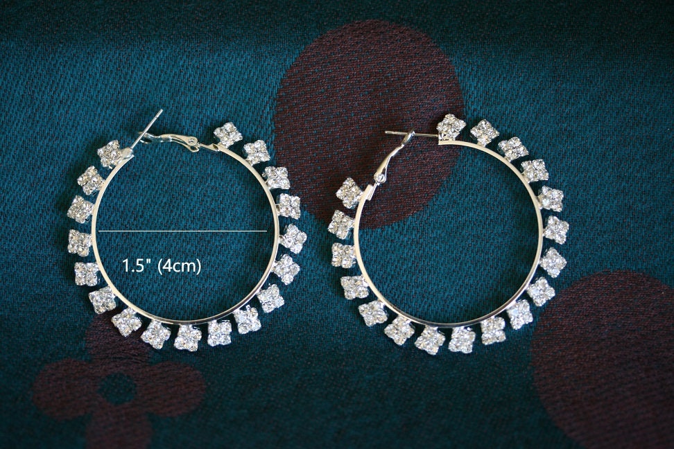 Rhinestone Hoop Earrings Fashion Thin Big Hoop Earrings Hoop Earrings for Women Girls Jewelry Gifts