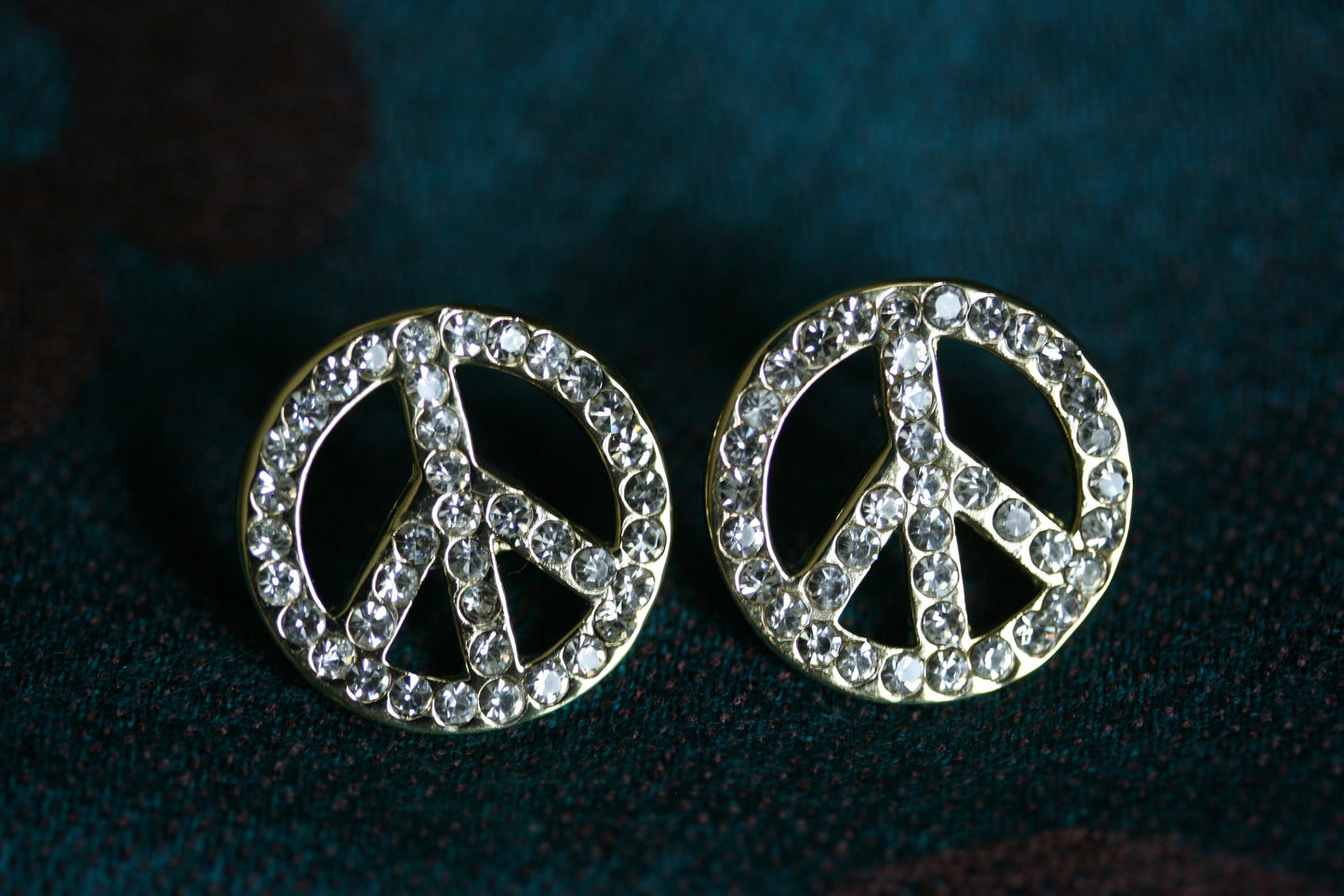 Peace Symbol Earrings, CZ Diamond Peace Sign Studs Earring, Rhinestone Women's Classic PEACE Earring