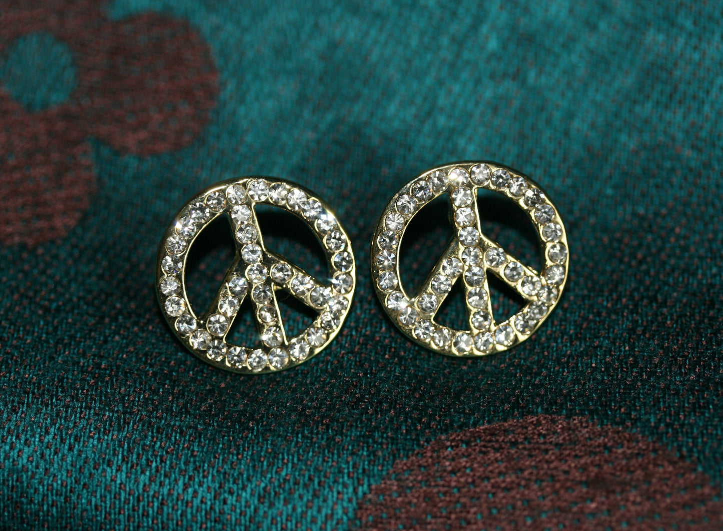 Peace Symbol Earrings, CZ Diamond Peace Sign Studs Earring, Rhinestone Women's Classic PEACE Earring