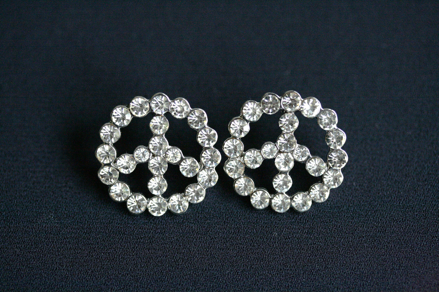 Peace Symbol Earrings, CZ Diamond Peace Sign Studs Earring, Rhinestone Women's Classic PEACE Earring