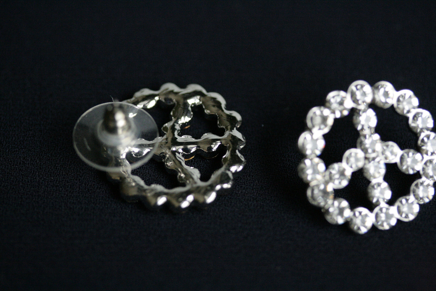 Peace Symbol Earrings, CZ Diamond Peace Sign Studs Earring, Rhinestone Women's Classic PEACE Earring