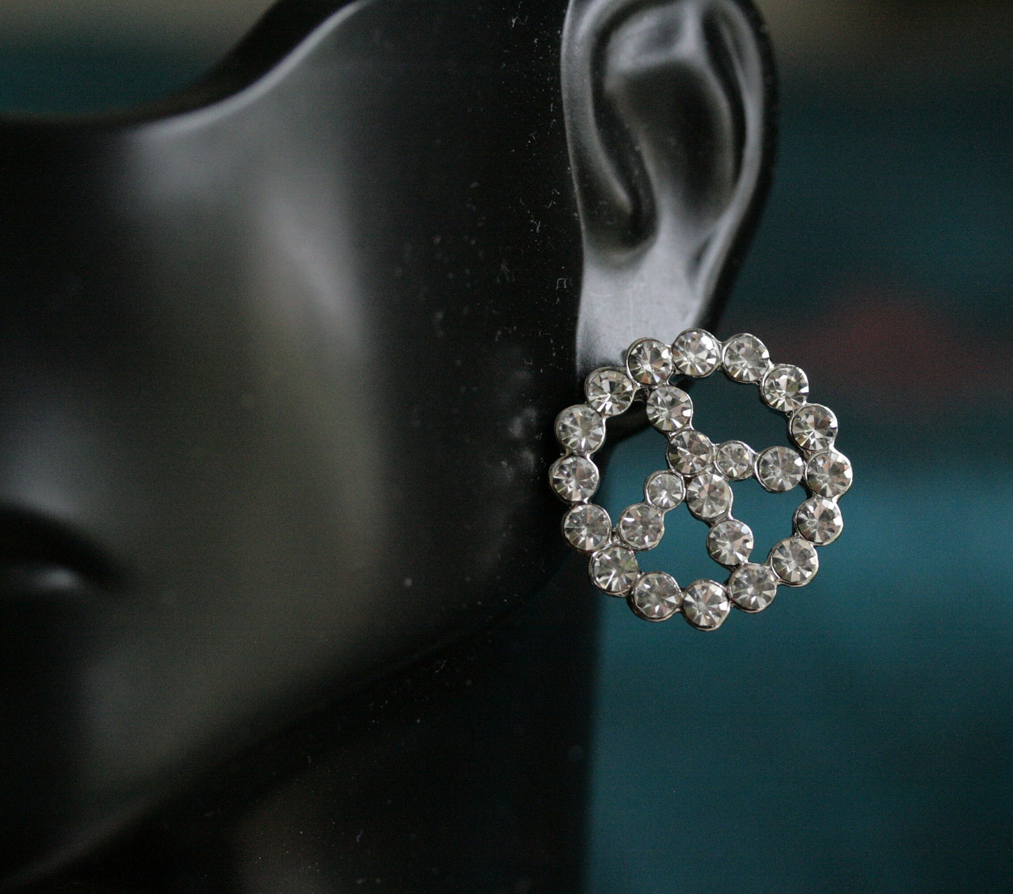 Peace Symbol Earrings, CZ Diamond Peace Sign Studs Earring, Rhinestone Women's Classic PEACE Earring