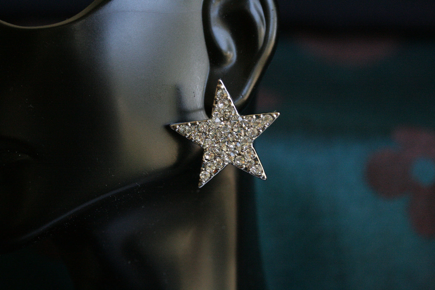 Rhinestone Star Cuff Bracelet Star Earrings Texas Star Cuff Bangle Bracelet and Star Earrings