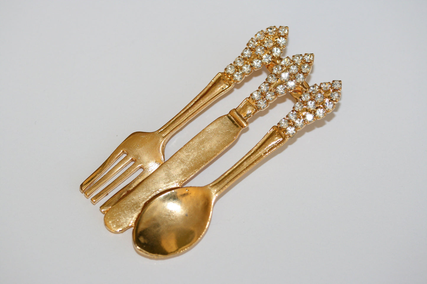 Rhinestone Knife Fork Spoon Pin Cute Restaurant Accessories Kinfe Fork Spoon Brooch