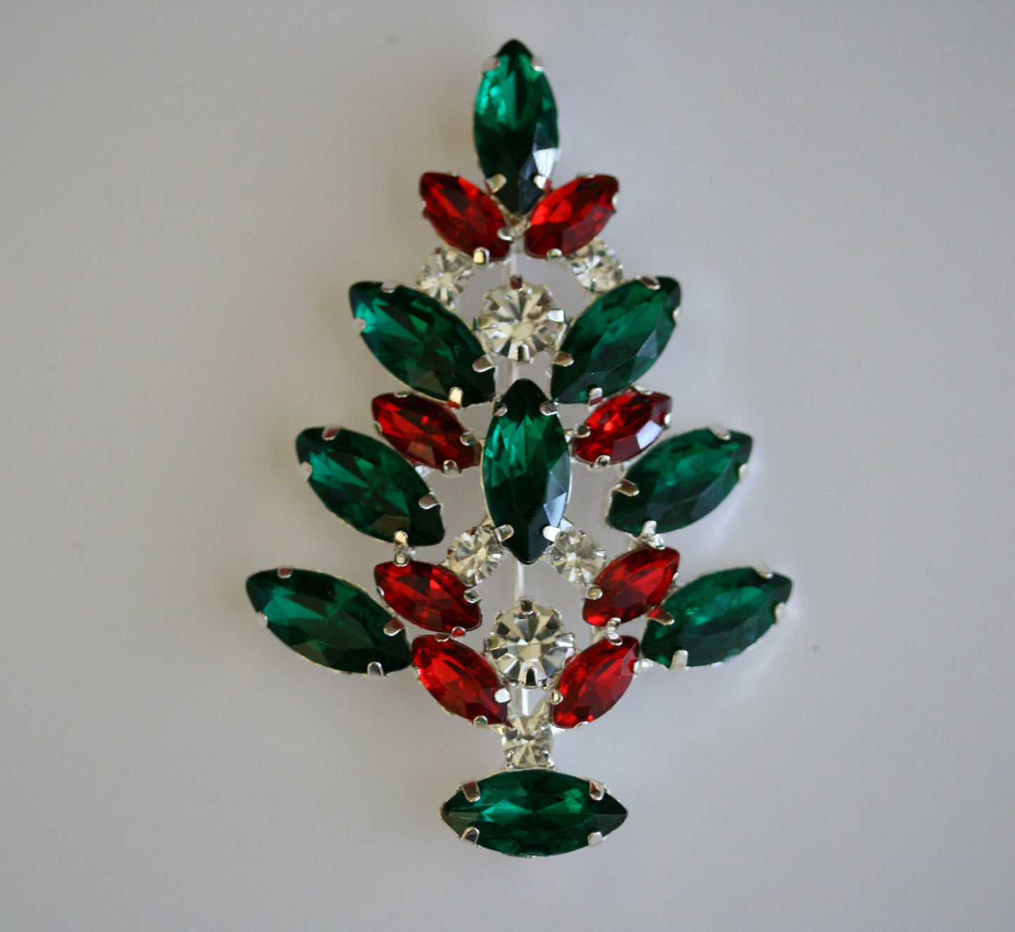 Christmas Tree Brooch Pin, Rhinestone Xmas Tree Pin, Christmas Tree Holiday Jewelry