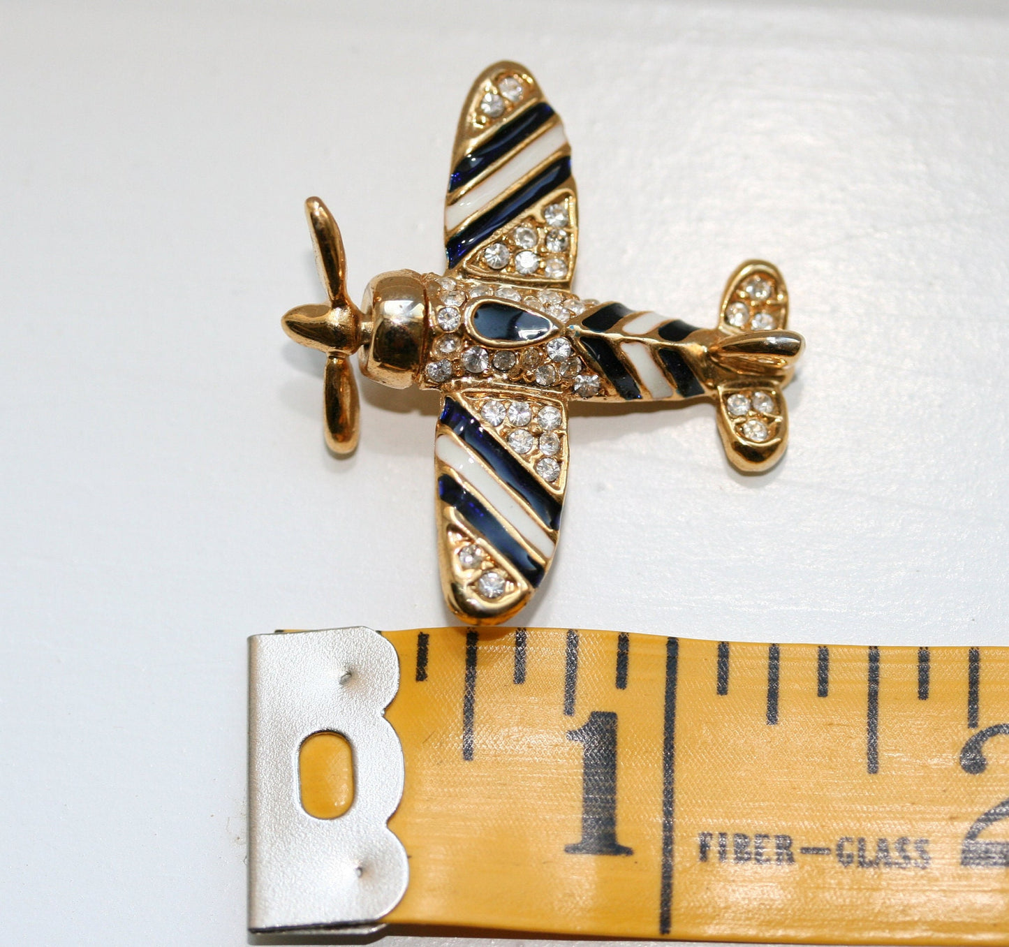 Rhinestone Airplane Brooch Pin Moving Propeller Gold tone Airplane Brooch, Silver Tone Airplane Pin