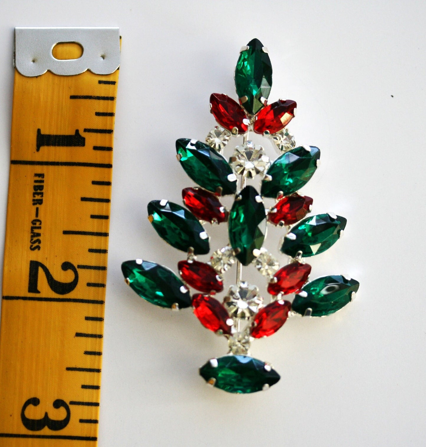 Christmas Tree Brooch Pin, Rhinestone Xmas Tree Pin, Christmas Tree Holiday Jewelry