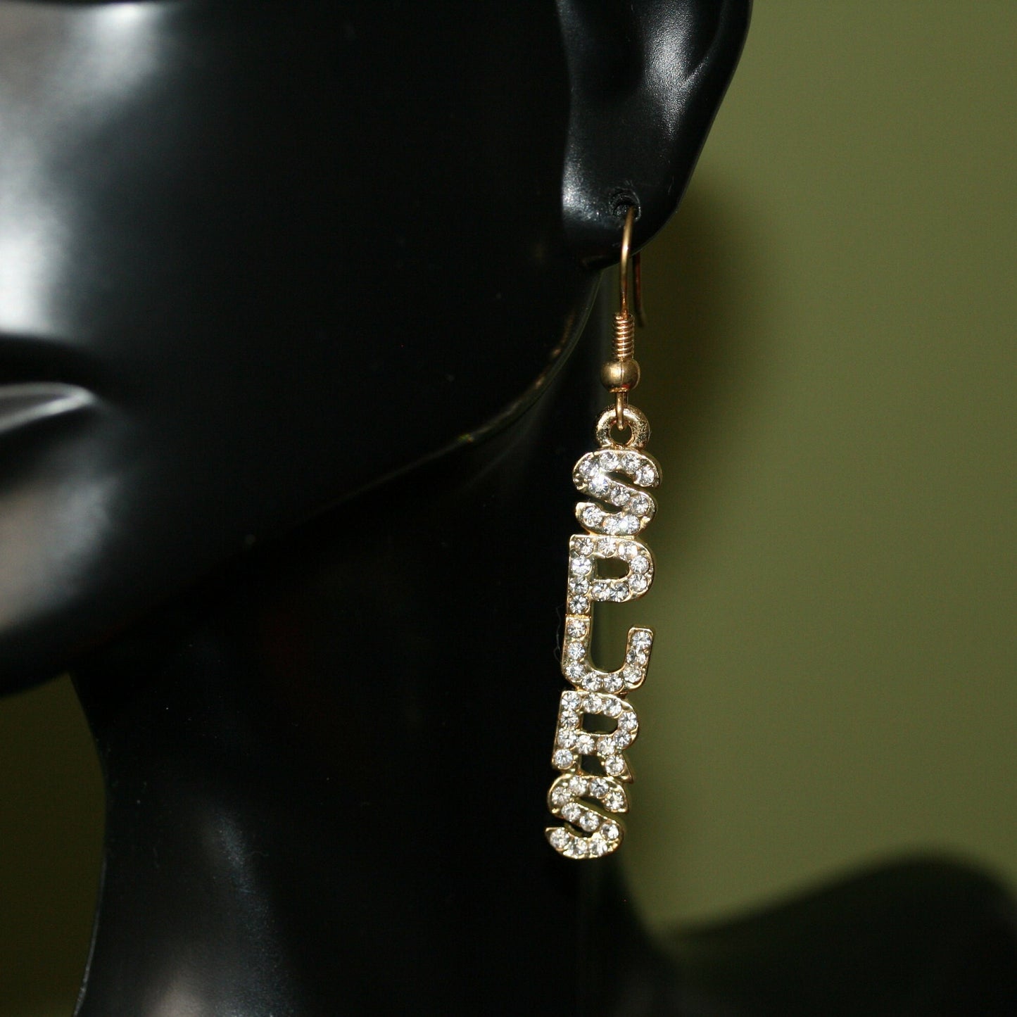 San Antonio SPURS Earrings Rhinestone Word SPURS Earrings. SPURS Dangle Earrings