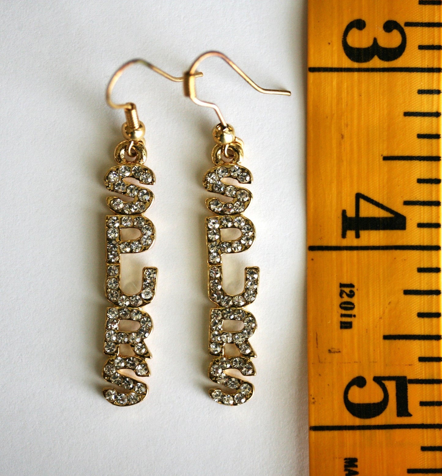 San Antonio SPURS Earrings Rhinestone Word SPURS Earrings. SPURS Dangle Earrings