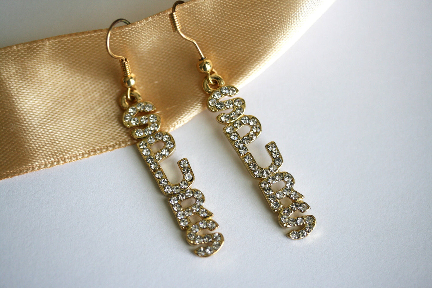 San Antonio SPURS Earrings Rhinestone Word SPURS Earrings. SPURS Dangle Earrings