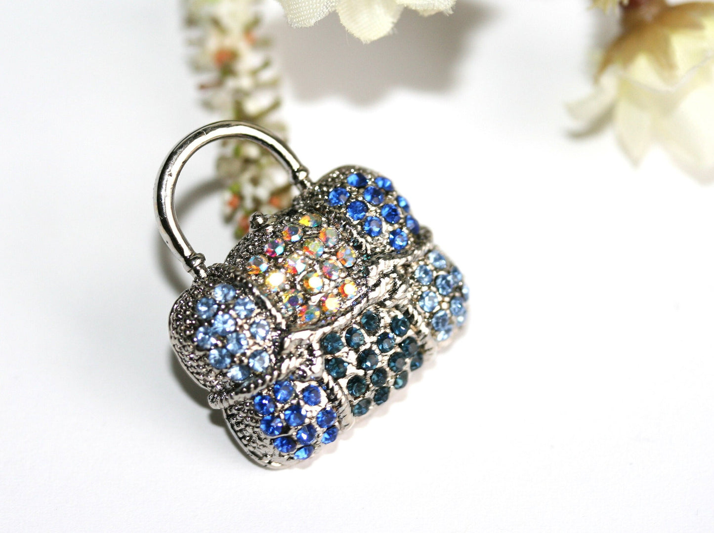 Rhinestone Jeweled PURSE Handbag Brooch Pin Vintage Style Handbag Brooch