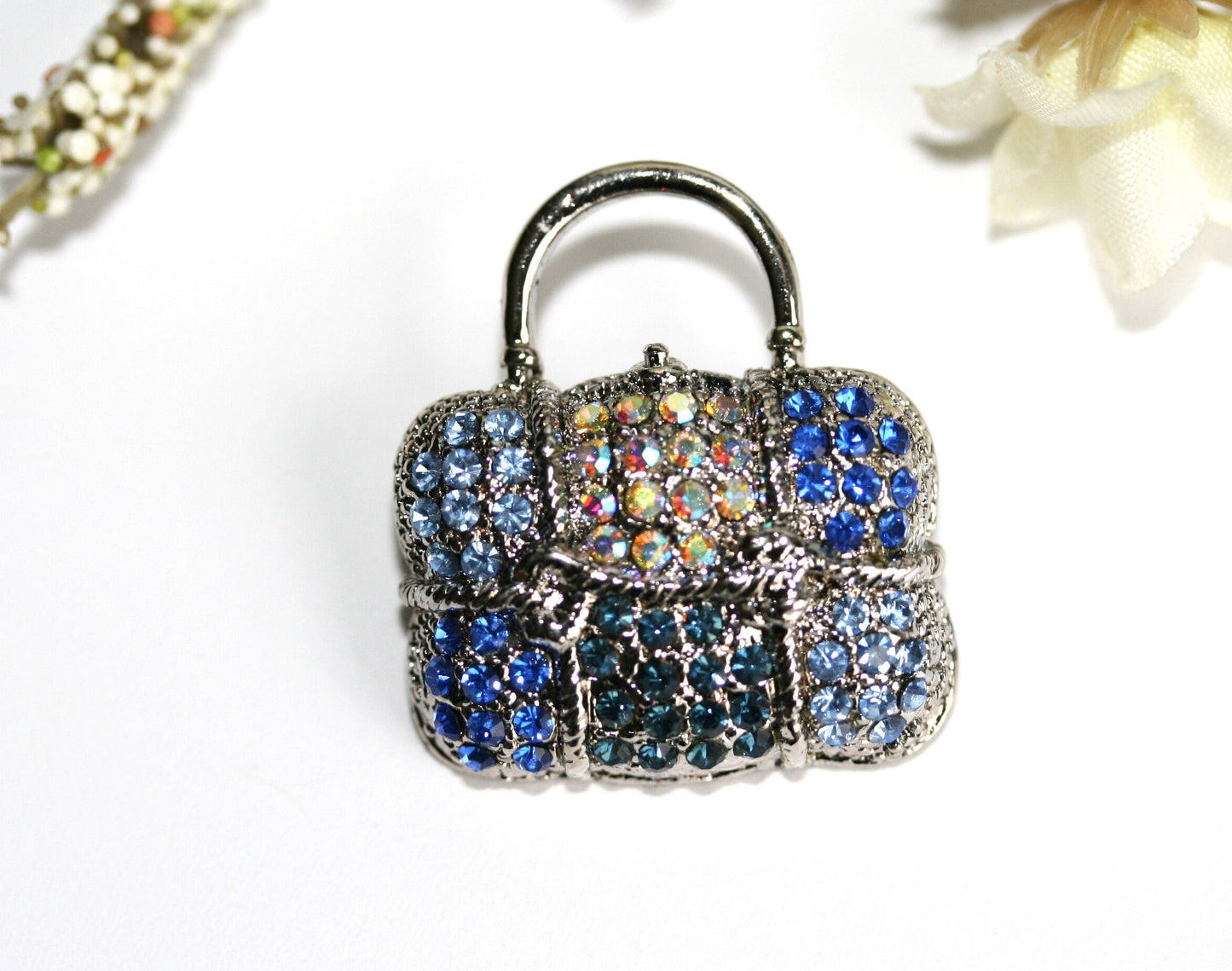 Rhinestone Jeweled PURSE Handbag Brooch Pin Vintage Style Handbag Brooch