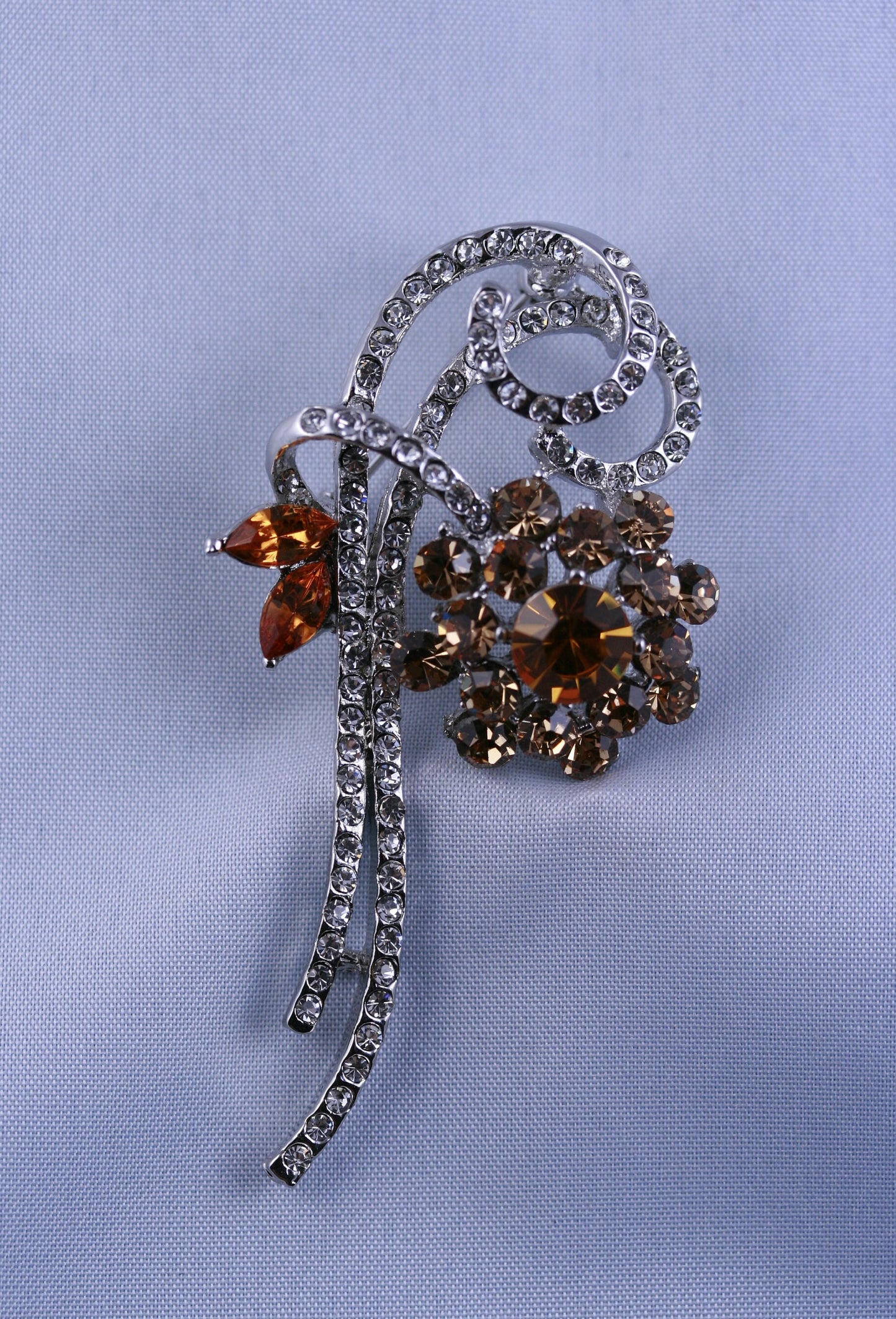 Floral Crystal Brooch Pin Jewelry Christmas or Anniversary Gift For Her