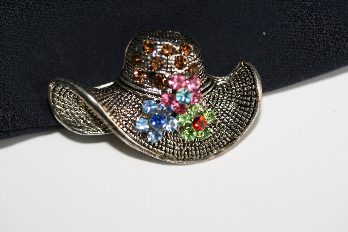 Elegant Sparkly Vintage Rhinestone Hat Brooch Pin Antique Silver Hat Brooch Pin