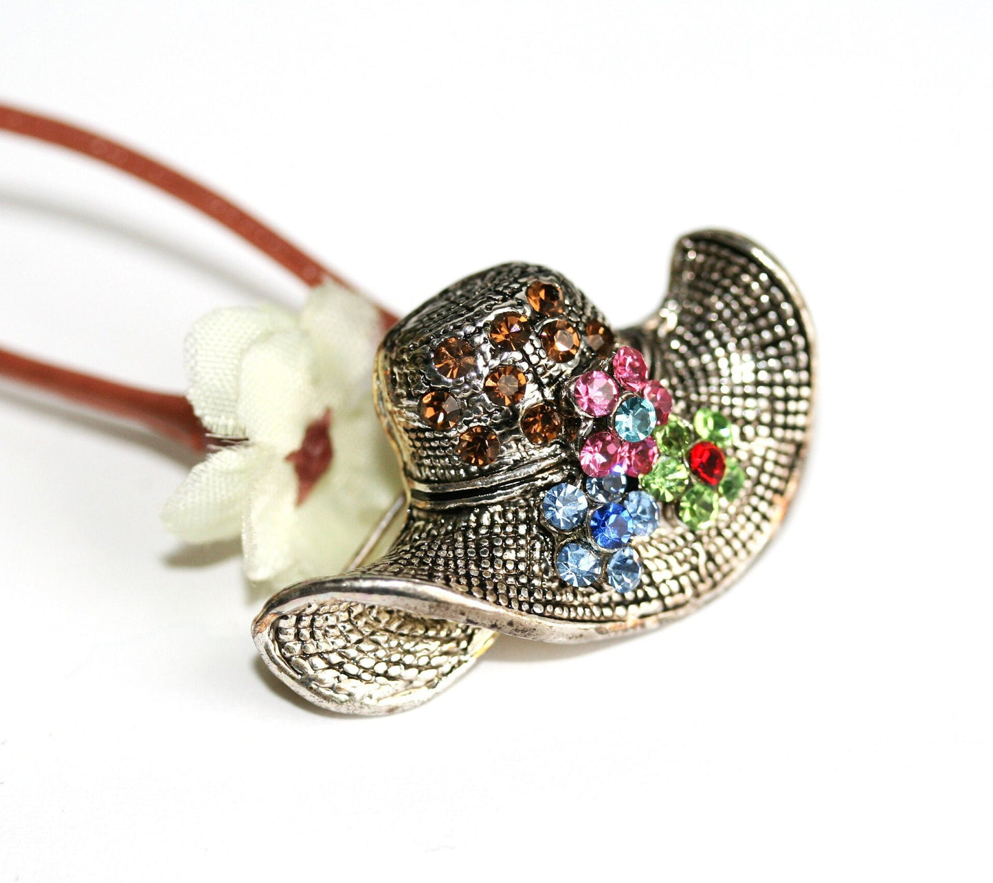 Elegant Sparkly Vintage Rhinestone Hat Brooch Pin Antique Silver Hat Brooch Pin