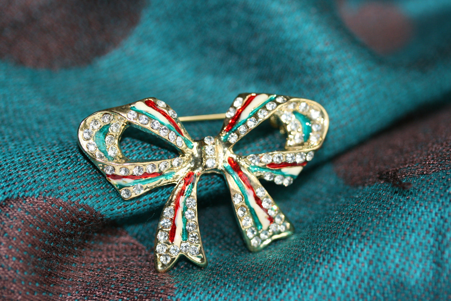 Rhinestone Large Bow Pin Bow Tie Brooch Crystal Christmas Bow Brooch Pin Ribbon Brooch
