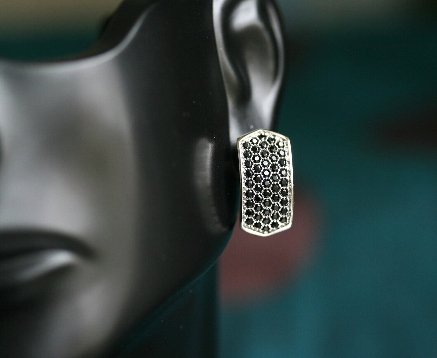 Rhinestone Fashion Hoop Silver Earrings For Her Holiday Hoop Earrings Gift