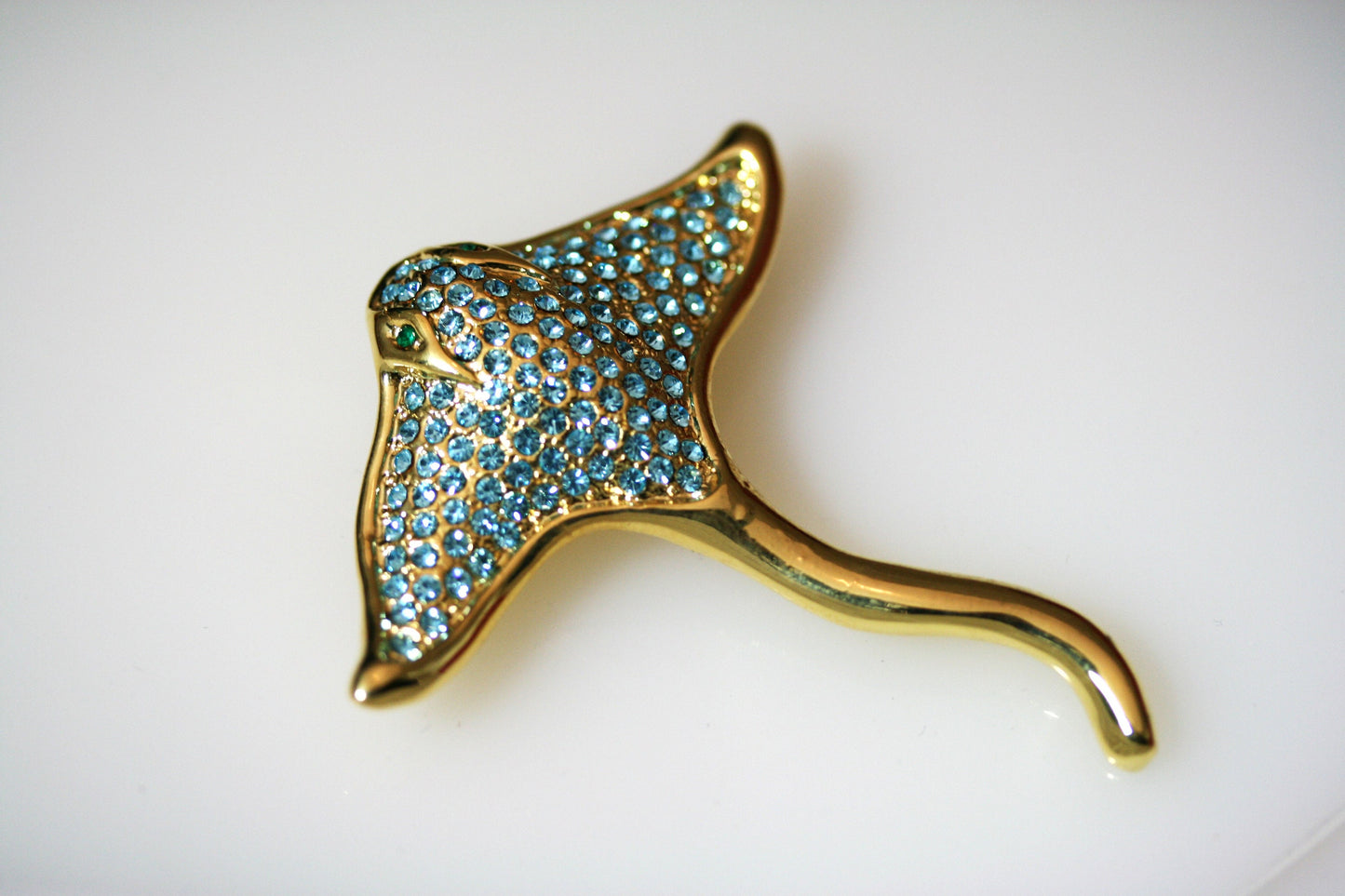 Rhinestone Stingray Fish Pin Shark Manta Ray Aquamarine Brooch Rhinestone Manta Ray (Devil fish) Brooches