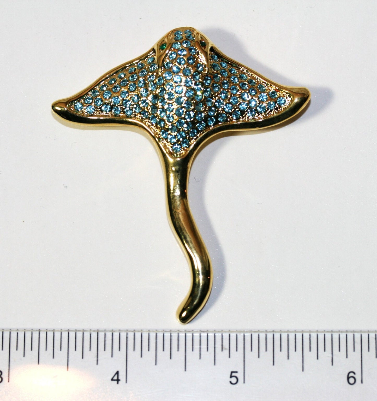 Rhinestone Stingray Fish Pin Shark Manta Ray Aquamarine Brooch Rhinestone Manta Ray (Devil fish) Brooches