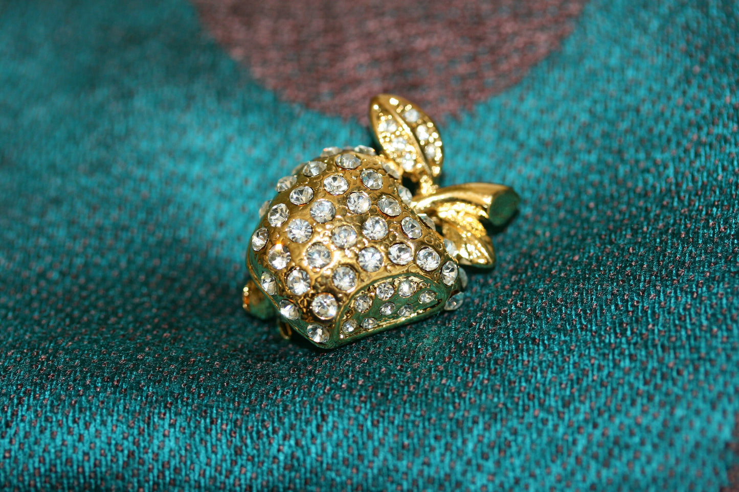 Crystal Bitten Apple Brooch Pin