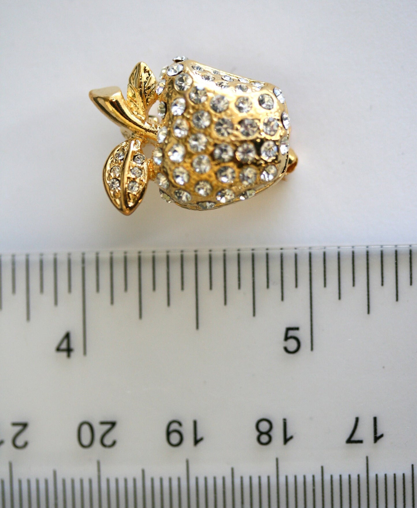 Crystal Bitten Apple Brooch Pin