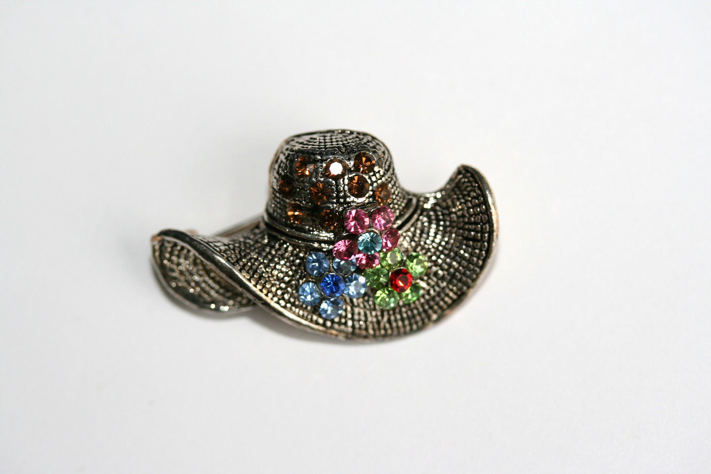 Elegant Sparkly Vintage Rhinestone Hat Brooch Pin Antique Silver Hat Brooch Pin