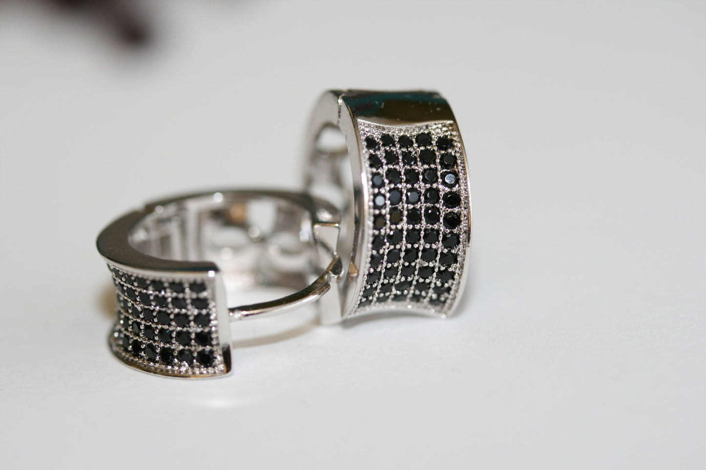 Rhinestone Fashion Hoop Silver Turquoise Earrings For Her Holiday Hoop Earrings Gift