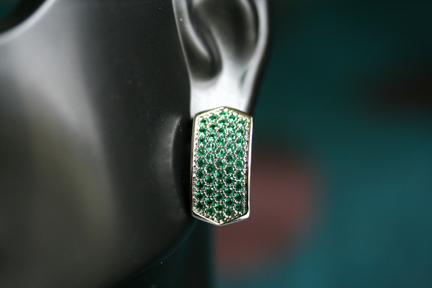 Rhinestone Fashion Hoop Silver Earrings For Her Holiday Hoop Earrings Gift