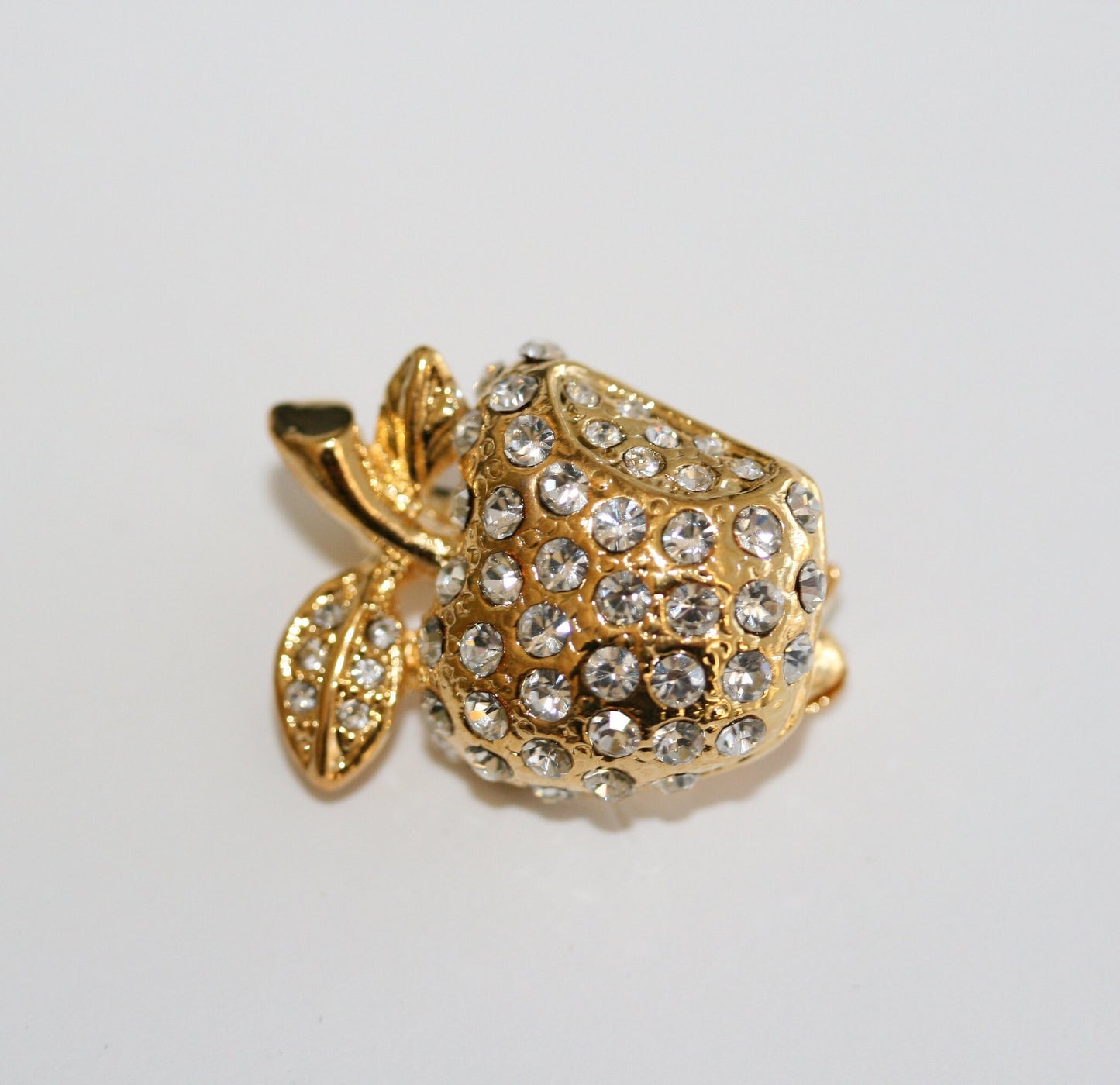Crystal Bitten Apple Brooch Pin
