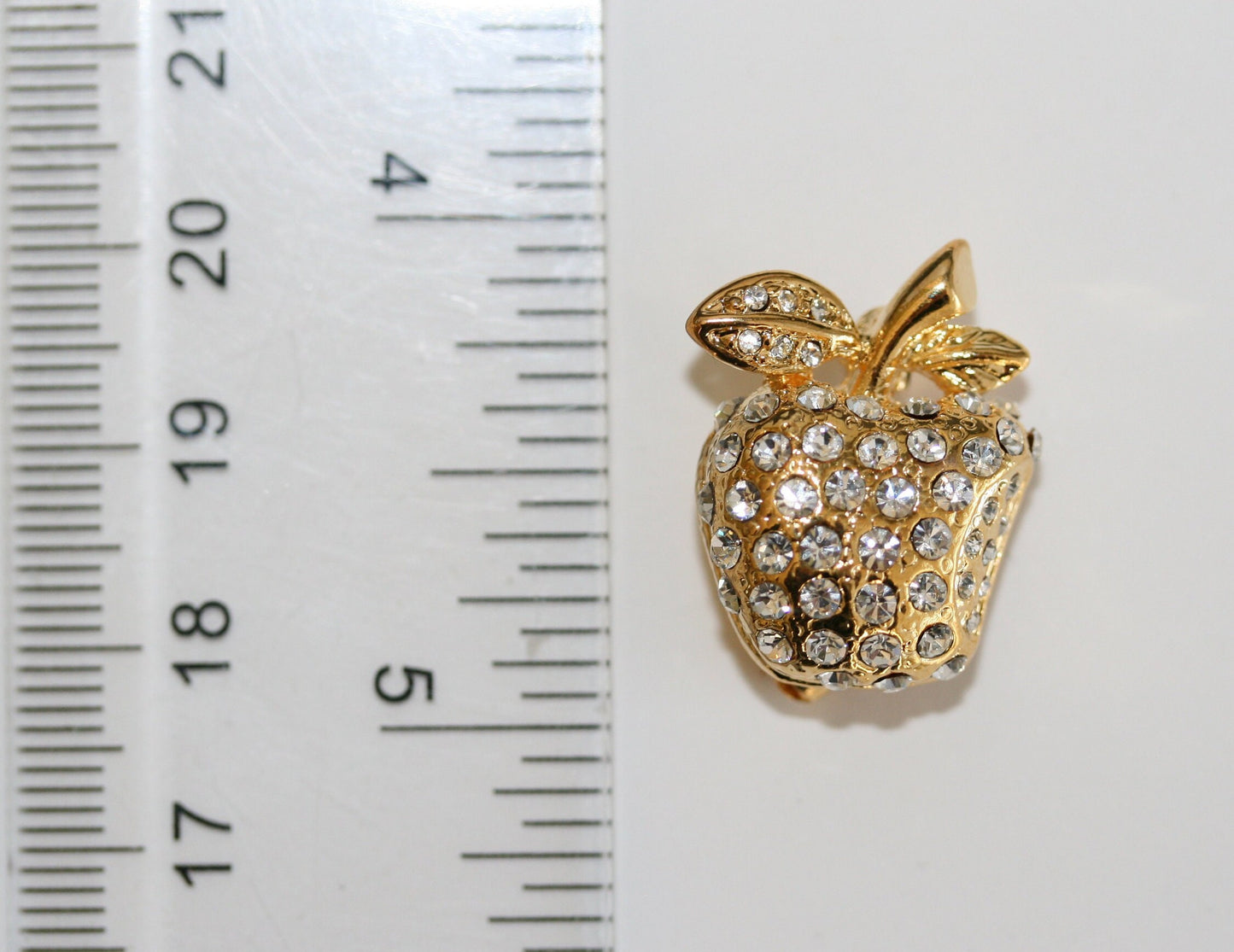 Crystal Bitten Apple Brooch Pin