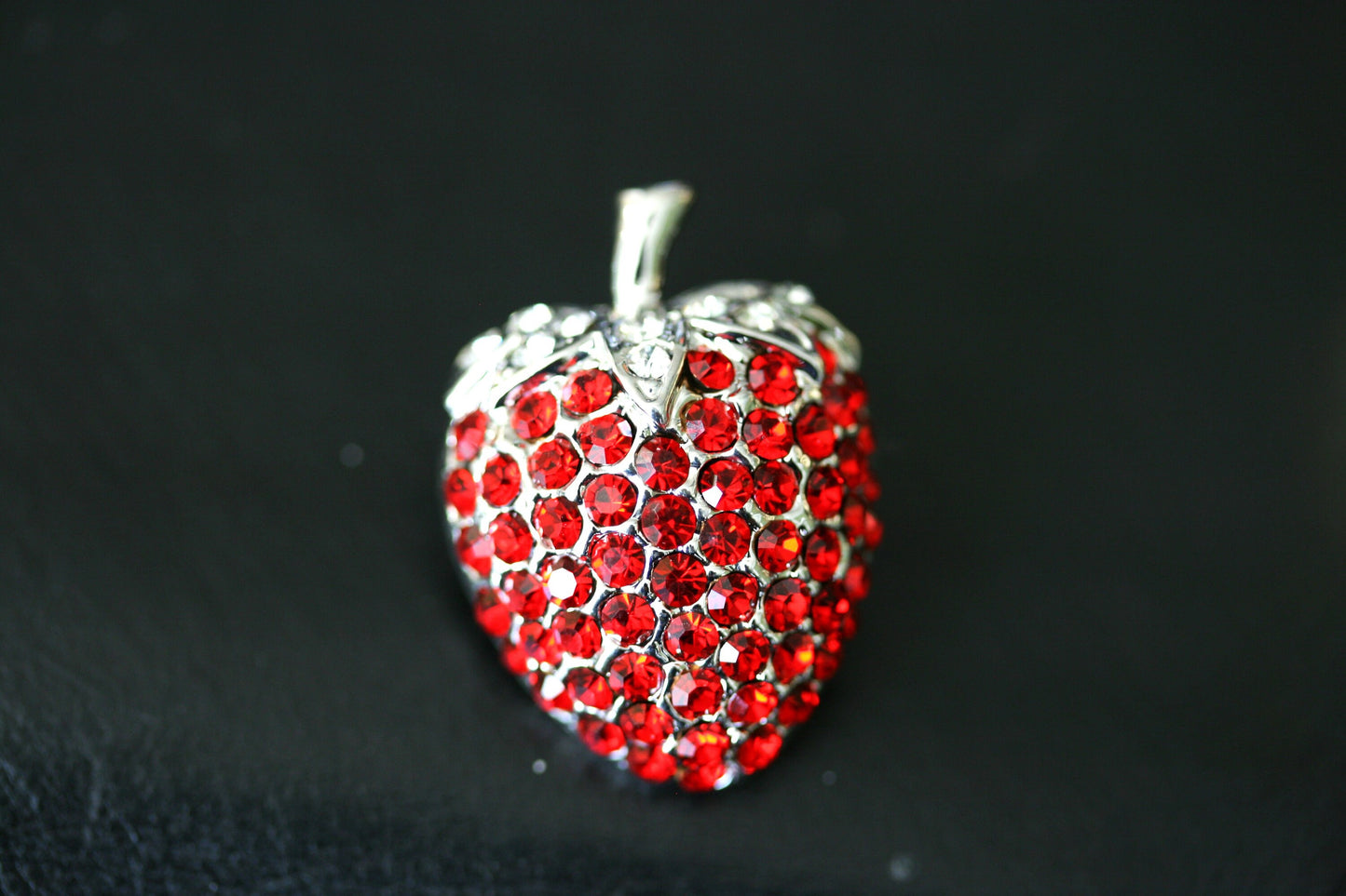 Rhinestone STRAWBERRY Brooch Fruit Ruby Red Crystal Strawberry Brooch, Fruit Pin