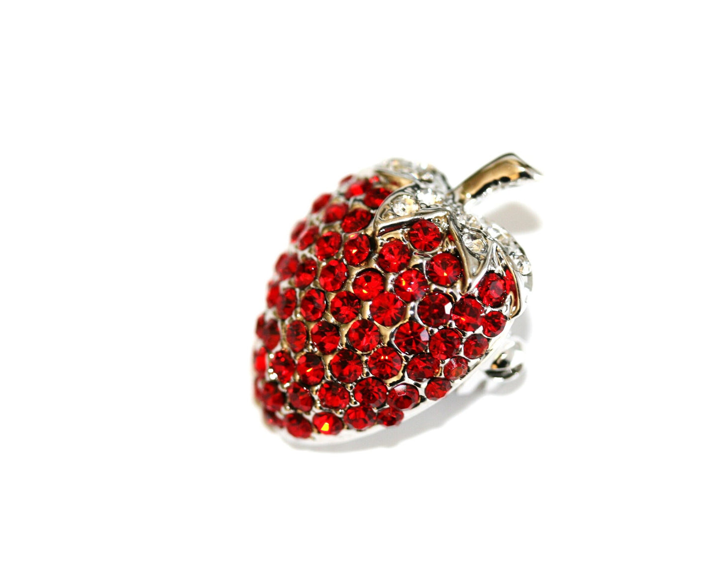 Rhinestone STRAWBERRY Brooch Fruit Ruby Red Crystal Strawberry Brooch, Fruit Pin