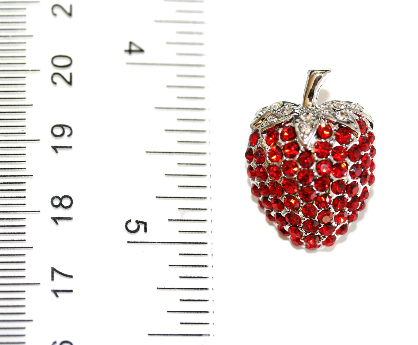 Rhinestone STRAWBERRY Brooch Fruit Ruby Red Crystal Strawberry Brooch, Fruit Pin