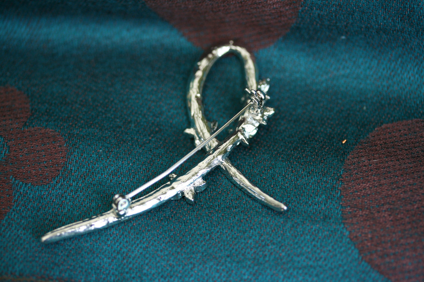Vintage Crystal Floral Ribbon Brooch Pin Rhinestone Wedding Anniversary Brooch Pin