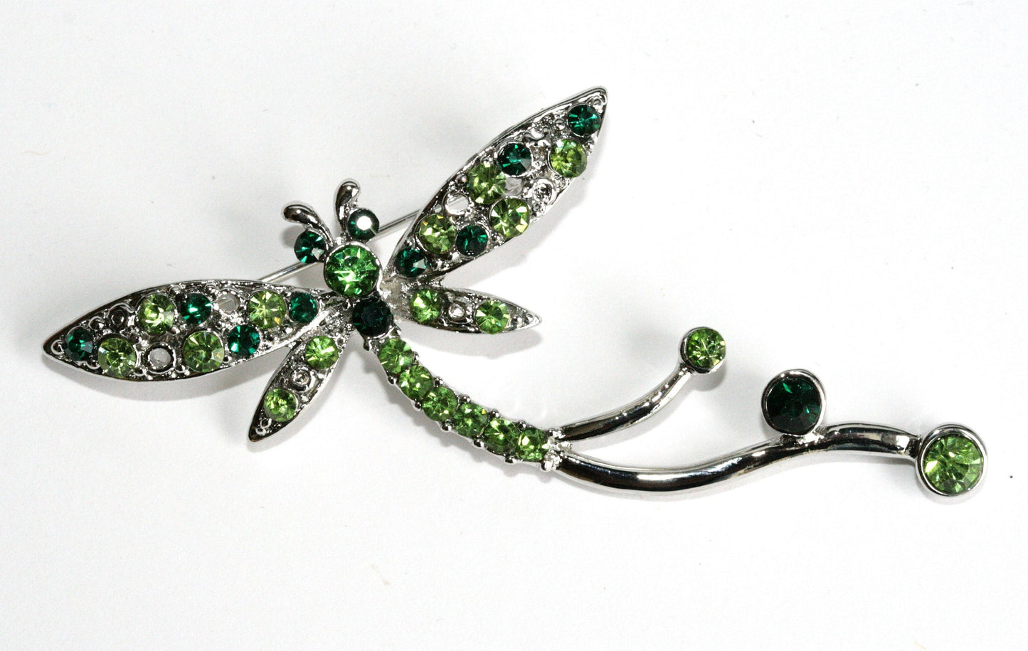 Classic Grass Green Diamante Dragonfly Brooch Rhinestone Dragonfly Pin