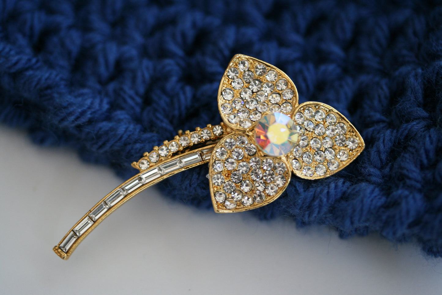 Vintage Rhinestone Flower Pin Massive Flower Brooch Pin, Brooches for Women, Bridesmaid Gifts