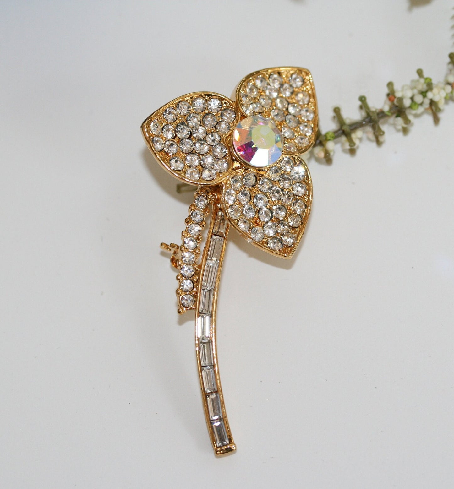 Vintage Rhinestone Flower Pin Massive Flower Brooch Pin, Brooches for Women, Bridesmaid Gifts