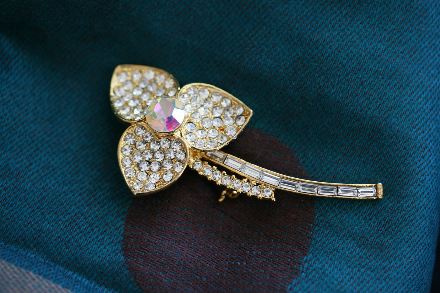 Vintage Rhinestone Flower Pin Massive Flower Brooch Pin, Brooches for Women, Bridesmaid Gifts