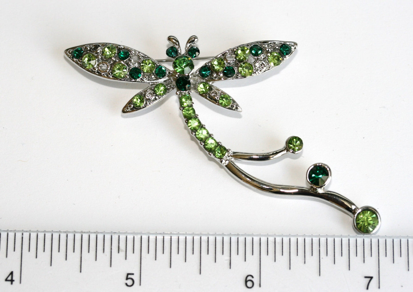 Classic Grass Green Diamante Dragonfly Brooch Rhinestone Dragonfly Pin
