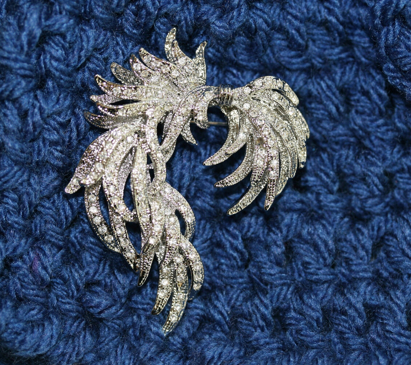 Vintage antique silver bow brooch pin, Unique Rhinestone Classic Fashion brooch