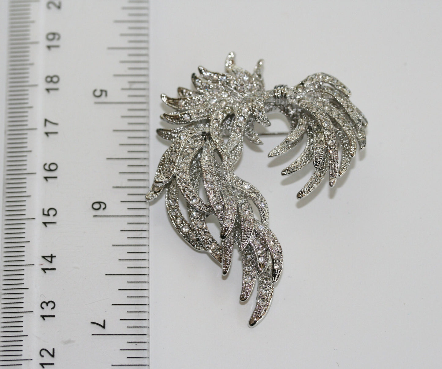 Vintage antique silver bow brooch pin, Unique Rhinestone Classic Fashion brooch