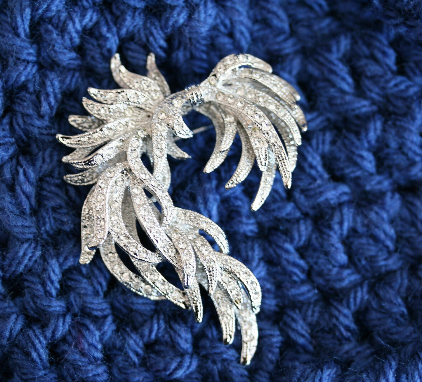 Vintage antique silver bow brooch pin, Unique Rhinestone Classic Fashion brooch
