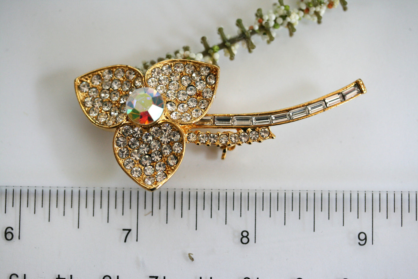 Vintage Rhinestone Flower Pin Massive Flower Brooch Pin, Brooches for Women, Bridesmaid Gifts