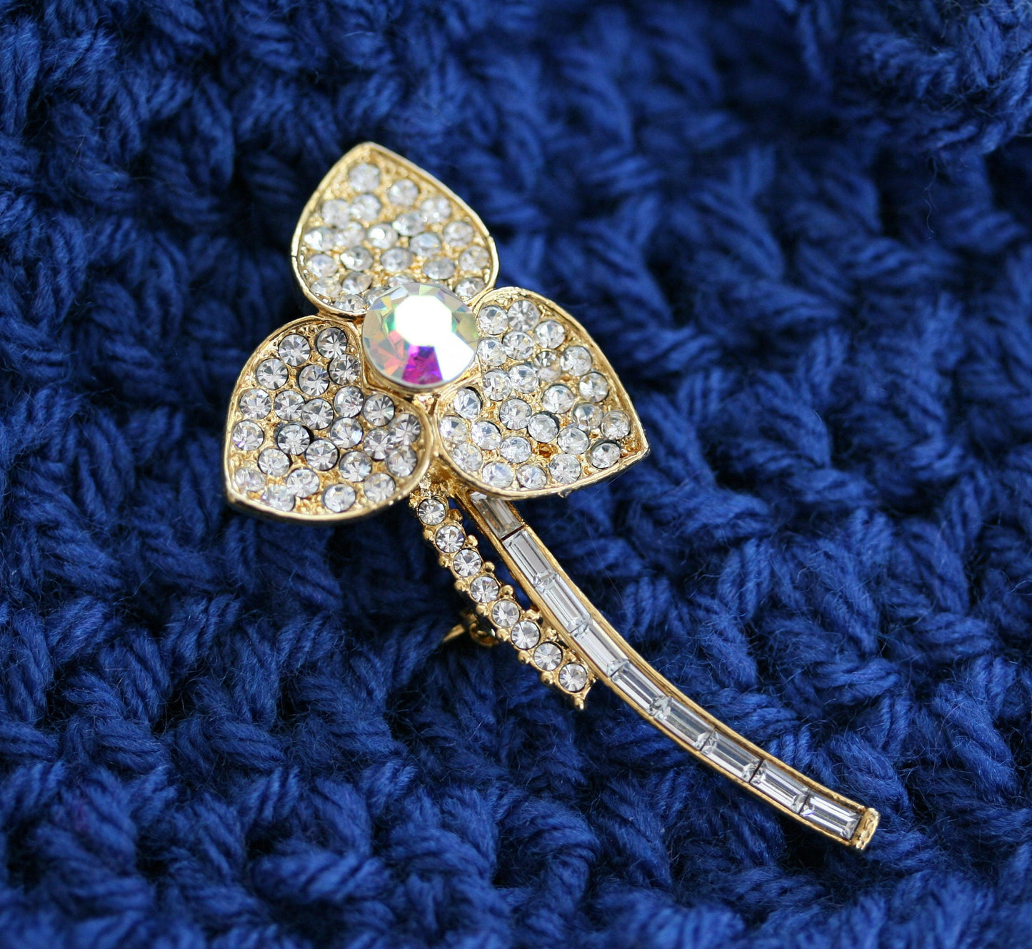 Vintage Rhinestone Flower Pin Massive Flower Brooch Pin, Brooches for Women, Bridesmaid Gifts