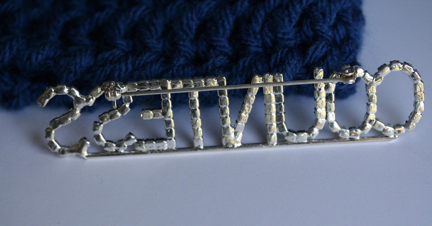 Rhinestone HALLOWEEN Silver COUNTESS LETTERS Pin Brooch