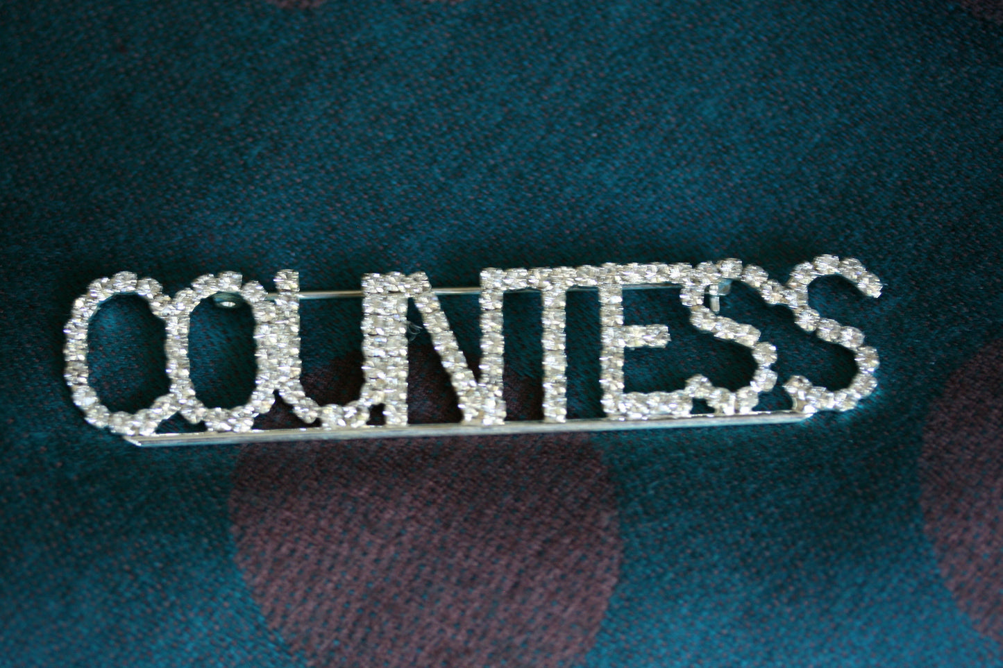 Rhinestone HALLOWEEN Silver COUNTESS LETTERS Pin Brooch