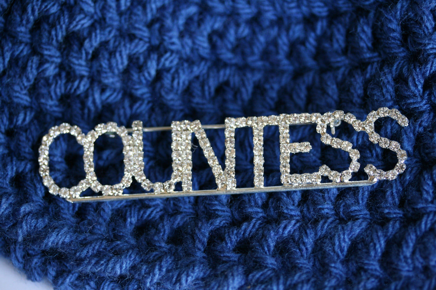 Rhinestone HALLOWEEN Silver COUNTESS LETTERS Pin Brooch