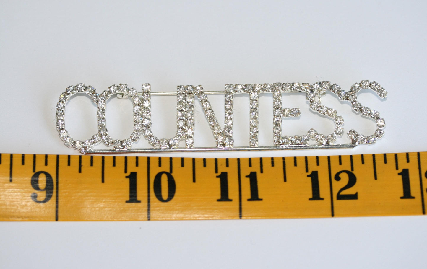 Rhinestone HALLOWEEN Silver COUNTESS LETTERS Pin Brooch