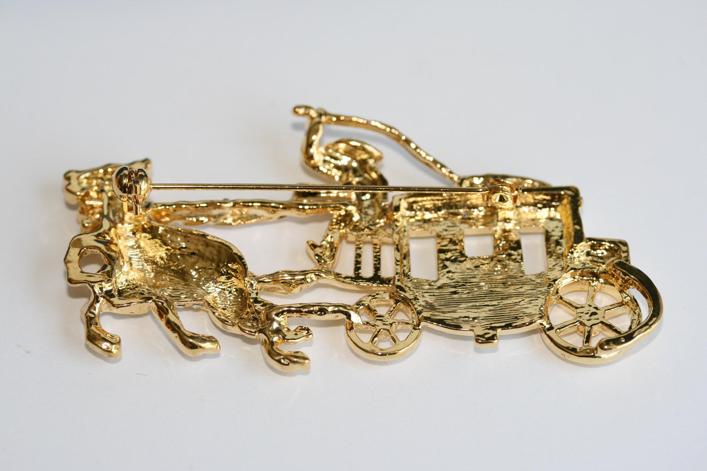 Rhinestone Stagecoach Brooch Vintage Horse Cowboy Wild W Coach Brooch Pin