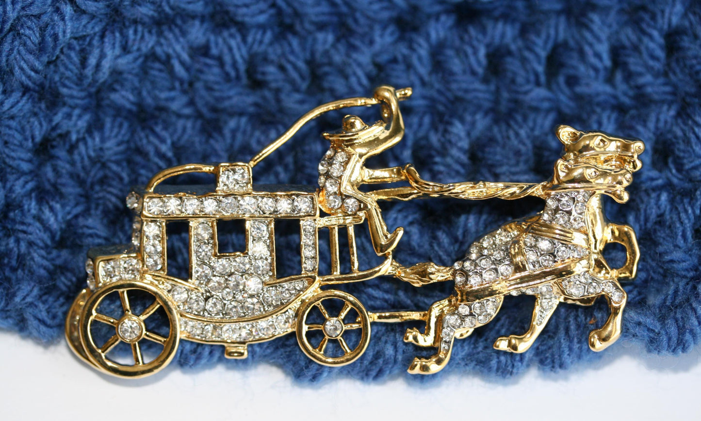 Rhinestone Stagecoach Brooch Vintage Horse Cowboy Wild W Coach Brooch Pin